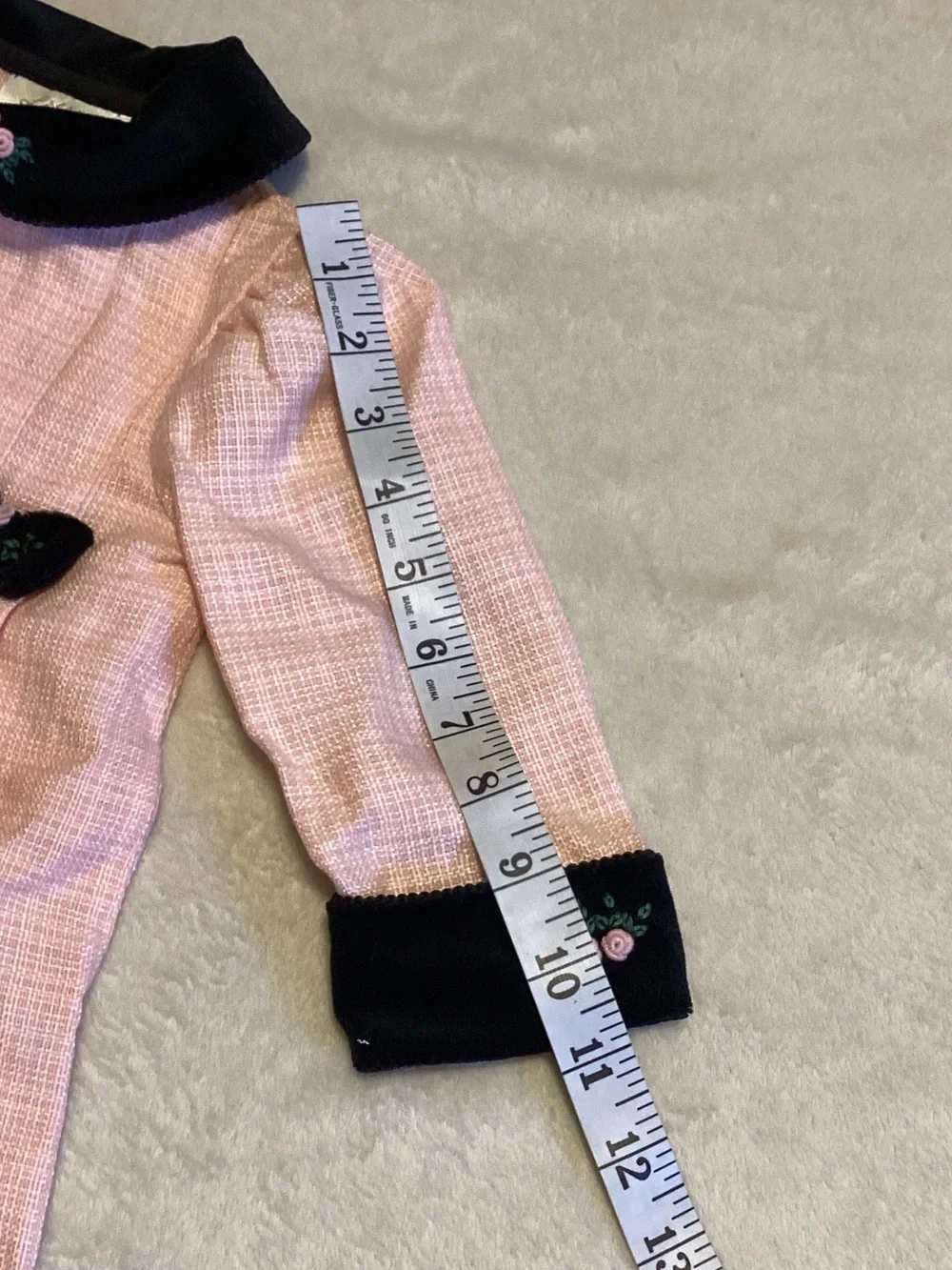 Girls Pink Tweed Pea Dress with Black Trim